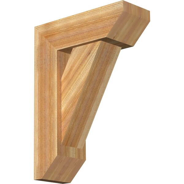 Ekena Millwork Traditional Slat Rough Sawn Bracket w/ Offset Brace, Western Red Cedar, 8"W x 22"D x 30"H BKT0806X22X30TRA06RWR - main